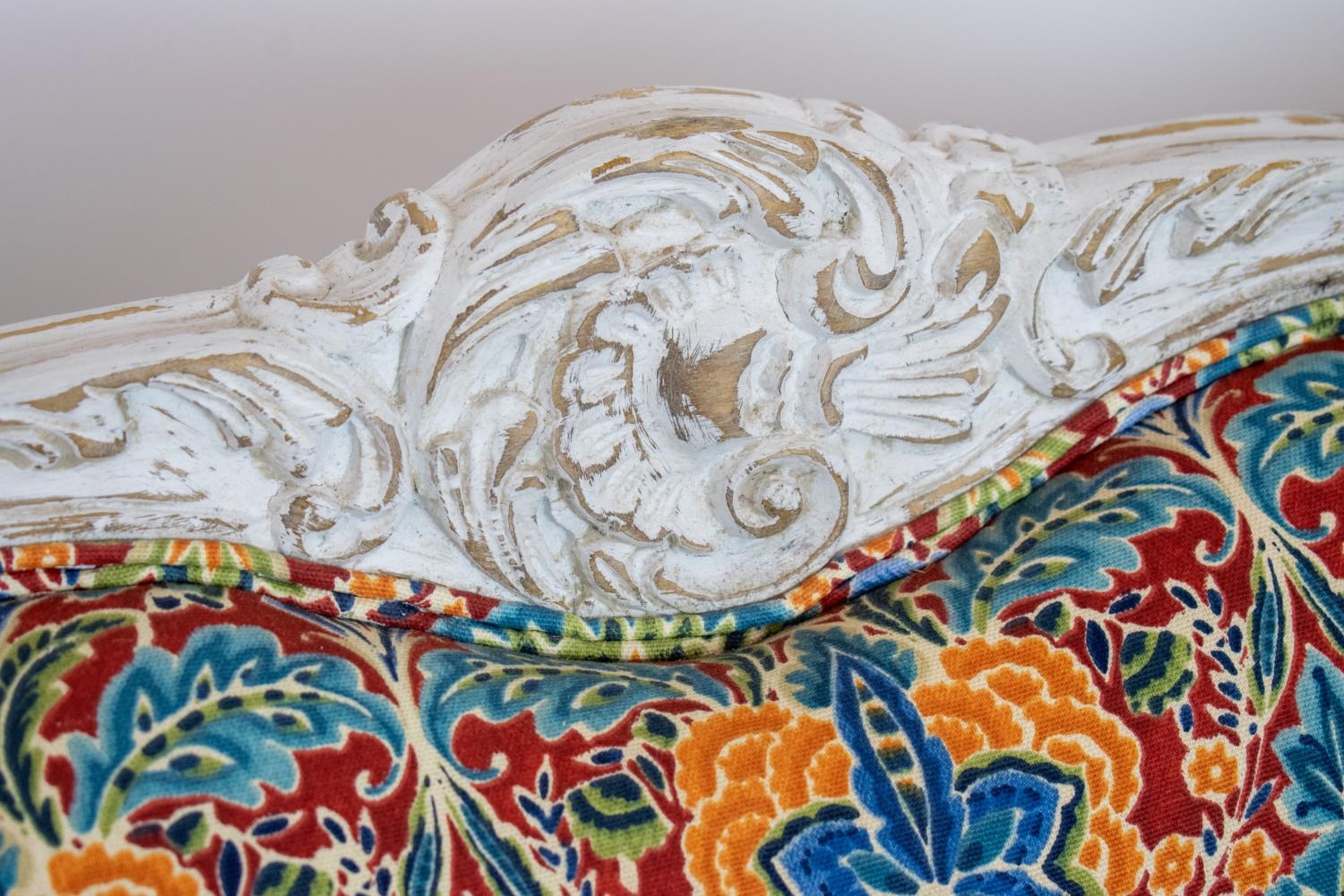 CANAPE, Louis XV style white painted in floral patterned upholstery, 93cm H x 141cm. - Image 4 of 4