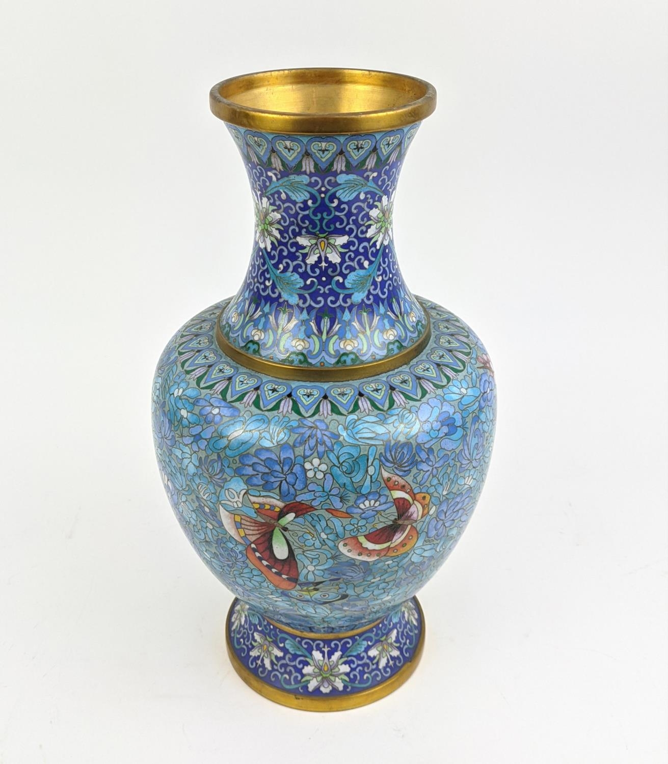 CLOISONNE VASE, blue, 40cm H. - Image 2 of 10