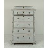 TALL CHEST, 19th century Swedish and later grey painted of six drawers, 140cm H x 92cm W x 55cm D.