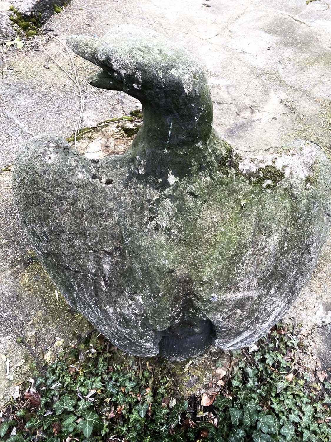 GARDEN STATUE OF AN EAGLE, reconstituted stone in a weathered finish, 81cm H x 75cm W x 46cm D. - Image 3 of 3