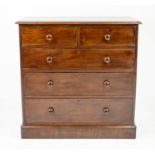 CHEST, early Victorian mahogany of five drawers, 107cm H x 107cm x 56cm.