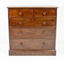 CHEST, early Victorian mahogany of five drawers, 107cm H x 107cm x 56cm.