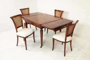 DINING TABLE, cherrywood with two pull out drawers supporting extra leaves, labelled L'Origine, 77cm