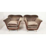 ARMCHAIRS, a pair, vintage 20th century Italian, velvet upholstery, 100cm W approx. (2)