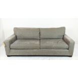 KINGCOME TEXAS SOFA, two seater, in patterned light brown upholstery, 207cm W x 76cm H x 96cm D.