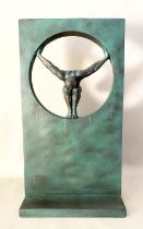 CONTEMPORARY SCHOOL SCULPTURE, with central cut out and diver in pose, 81cm H x 44cm W x 25cm D