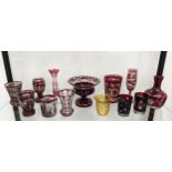 QUANTITY OF BOHEMIAN CUT GLASS, comprising various glasses, bowls, vase and water jug and glass. (