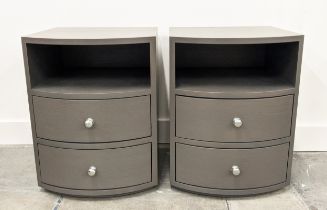 SIDE CHESTS, a pair, 43cm x 45cm x 55.5cm, bow fronted, each with two drawers. (2)