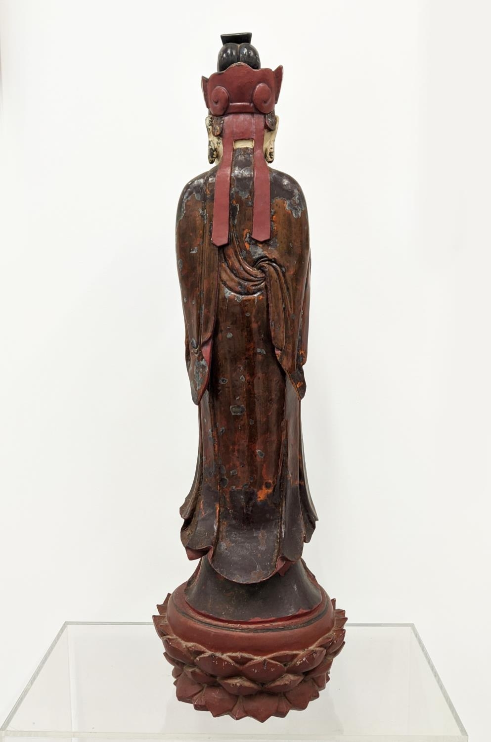 CHINESE CARVED LACQUER FIGURE, painted, 92cm H. - Image 7 of 7