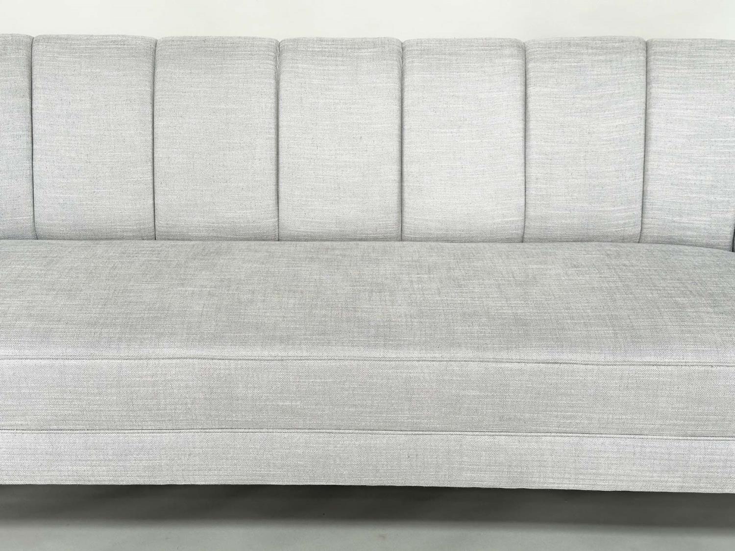 BRAY DESIGN SOFA, ribbed curved back and out swept supports, in Sahco Flint fabric upholstery, 210cm - Image 6 of 11