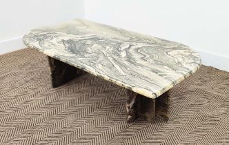 COFFEE TABLE,1970s Italian marble, 37cm H x 123cm x 64cm.