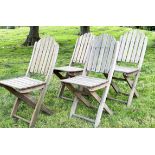 GARDEN CHAIRS, a set of four, teak slatted folding stamped JYZ since 1833. (4)