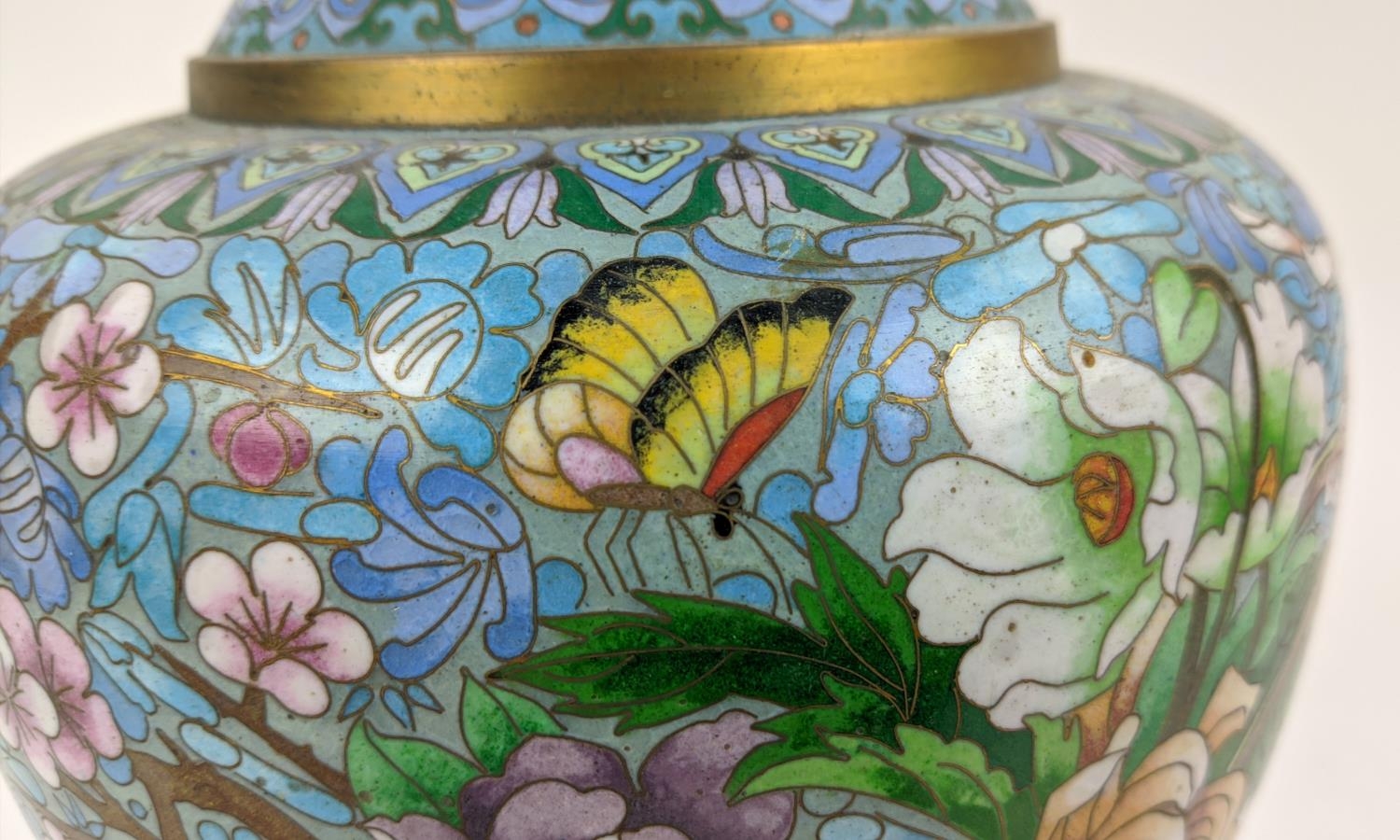 CLOISONNE VASE, blue, 40cm H. - Image 7 of 10