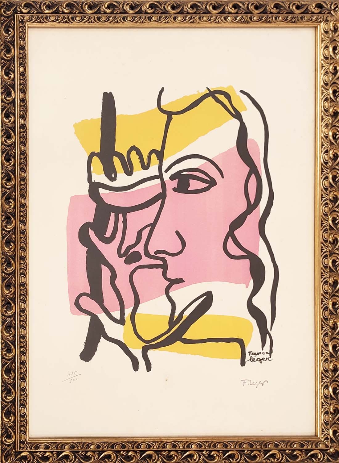 FERNAND LEGER, 'Profil a fleur, lithograph, signed in the plate, pencil numbered 416/500, blind