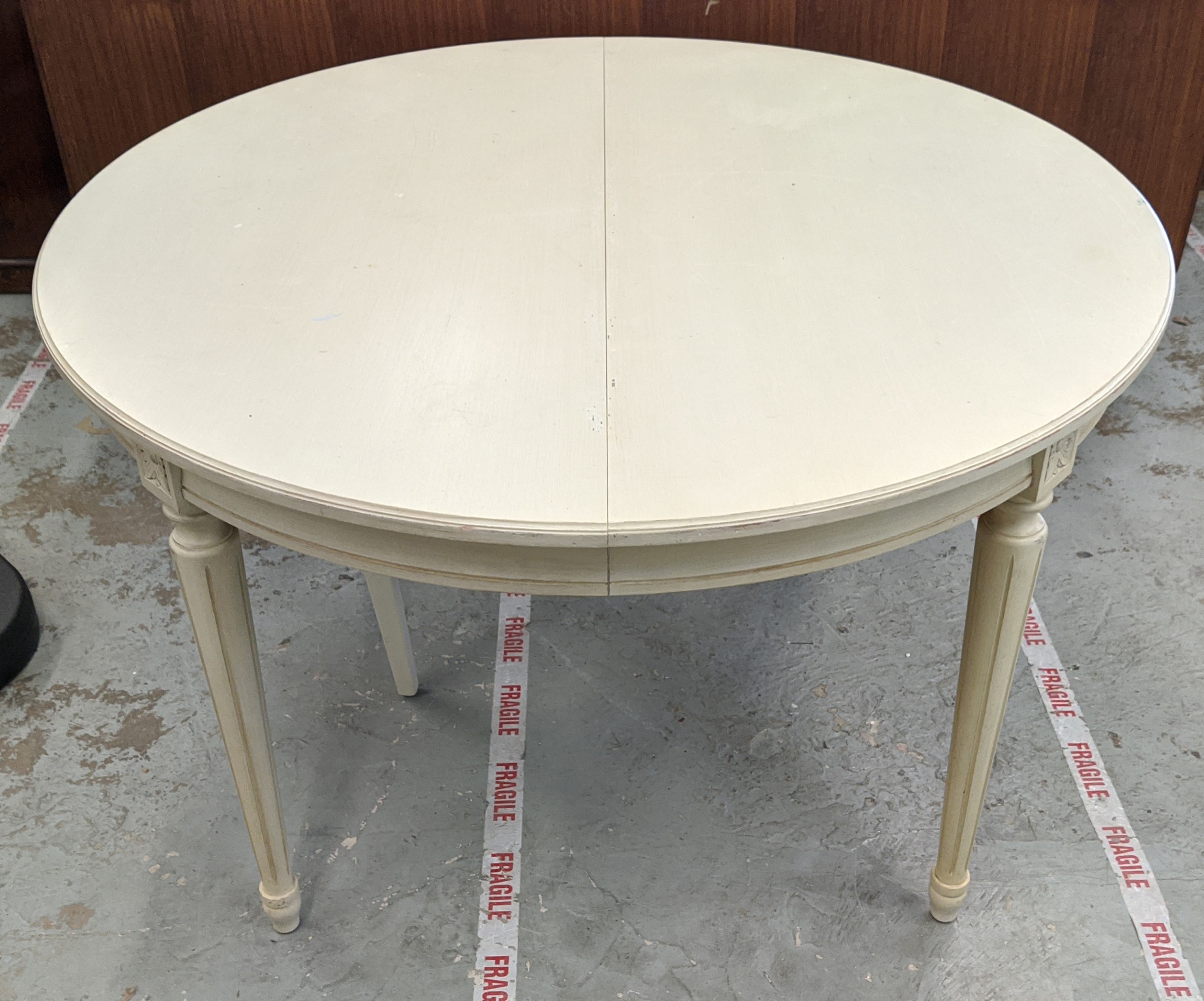 DINING TABLE, extendable in painted finish, with detachable fluted supports, 120cm D x 232cm L, - Image 9 of 9