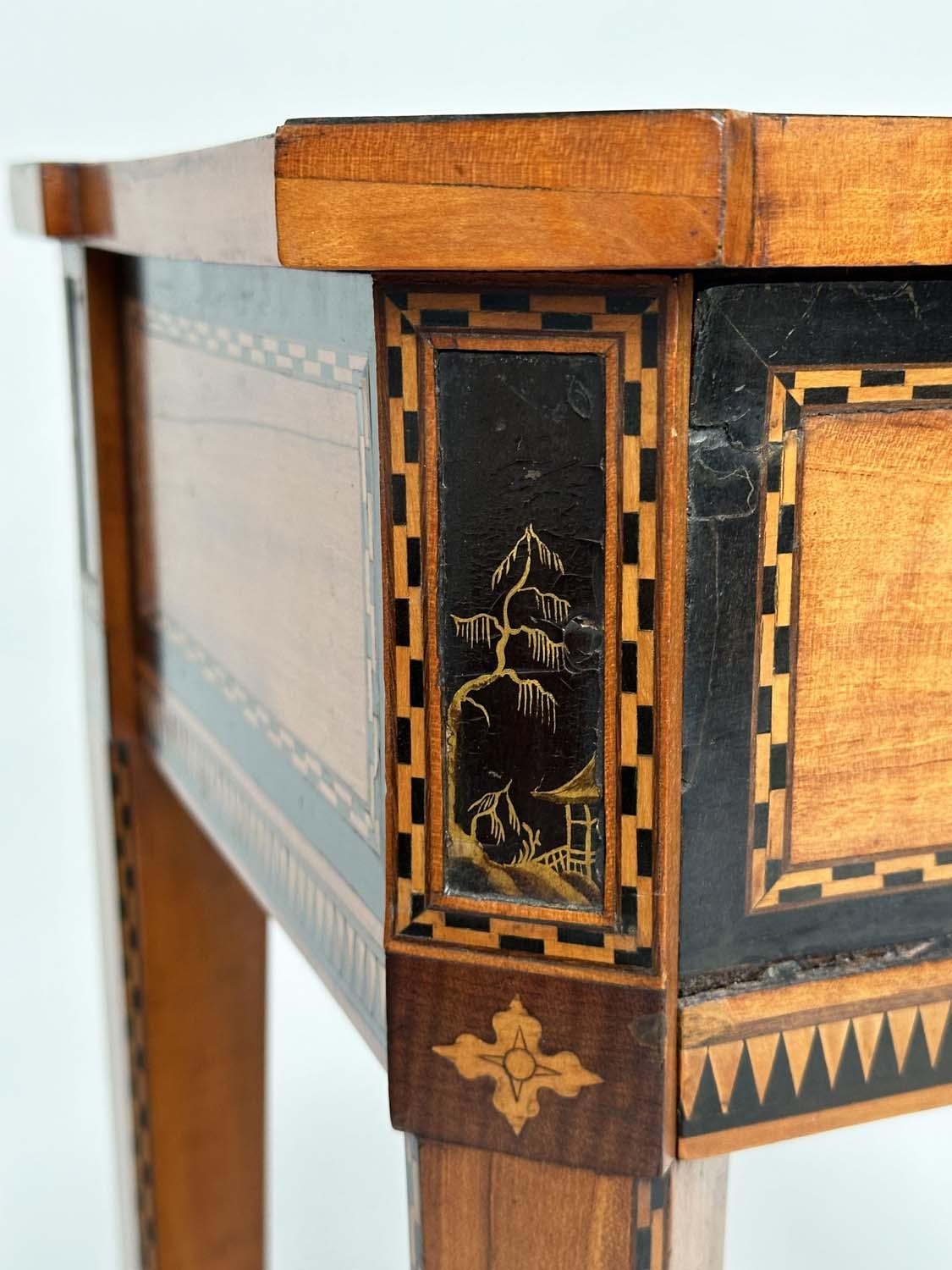 DUTCH HALL TABLE, early 19th century satinwood and ebony of breakfront form with full width frieze - Image 6 of 8