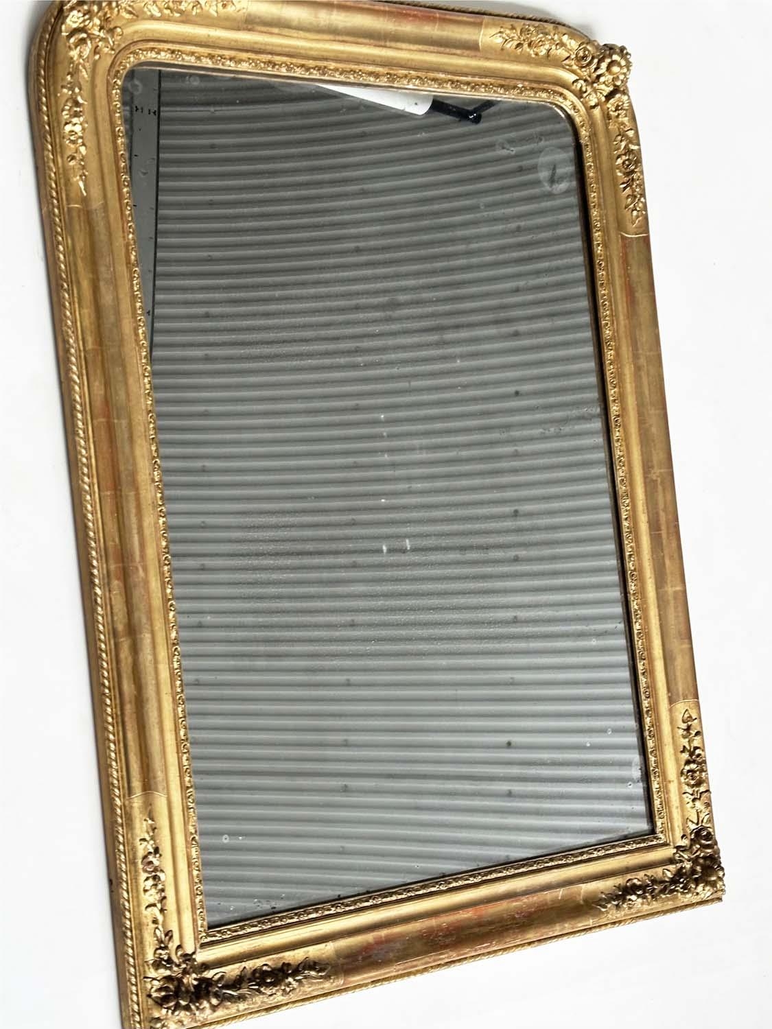 WALL MIRROR, 19th century French Napoleon III giltwood and gesso moulded, arched with foliate - Image 13 of 13