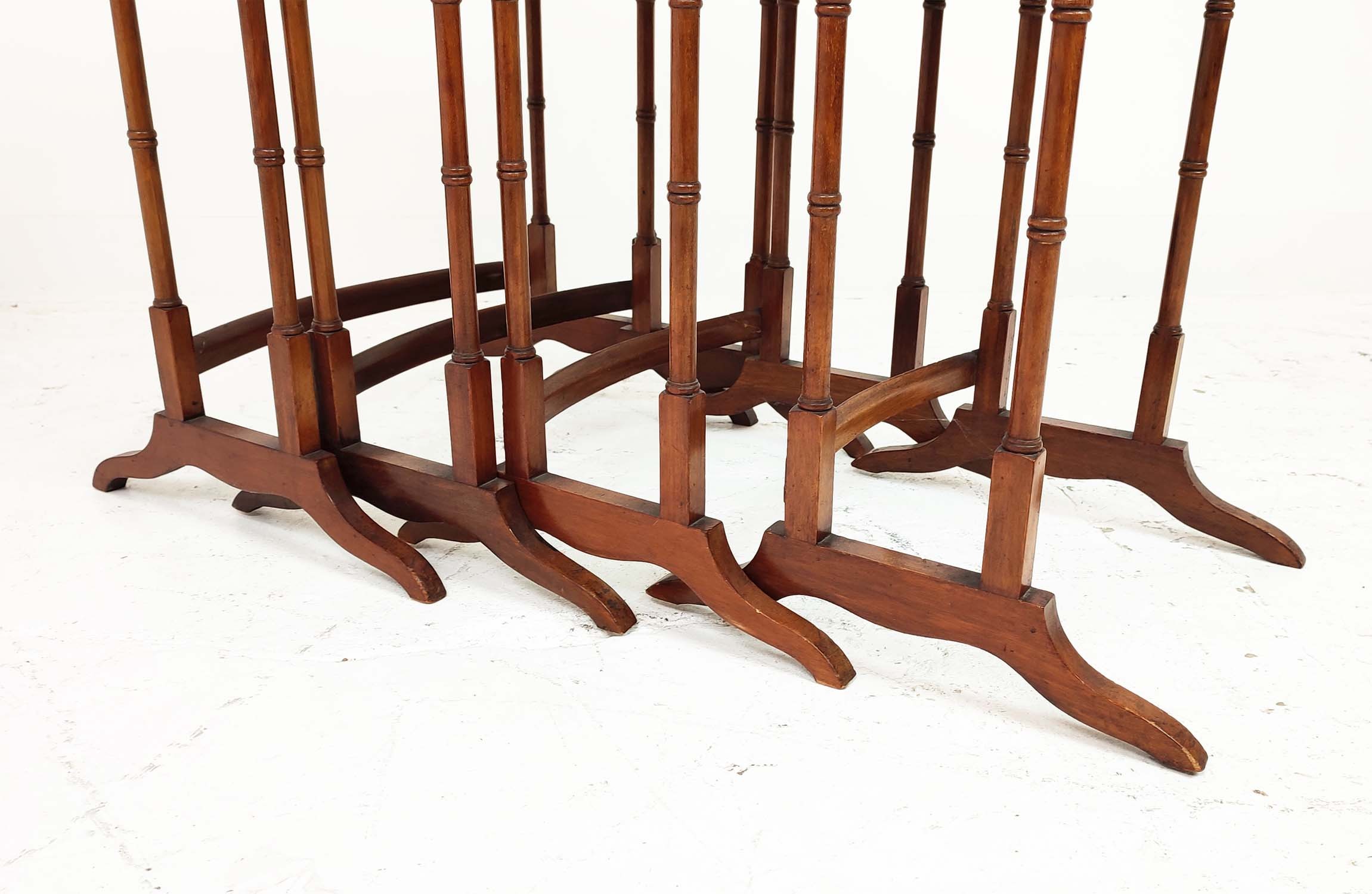 QUARTETTO TABLES, four, early 20th century Regency style mahogany on faux bamboo supports, largest - Image 3 of 5