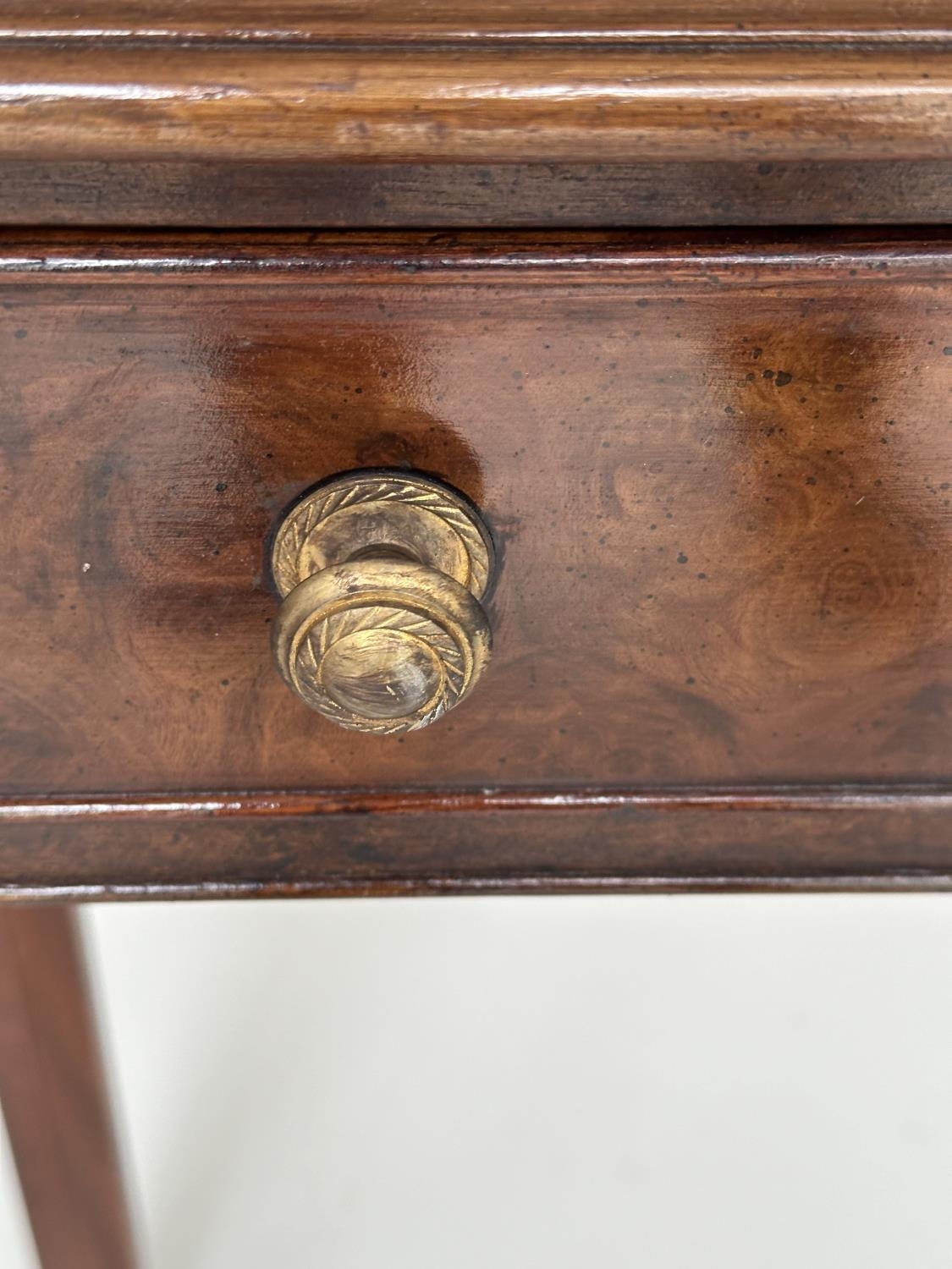 HALL TABLE, George III design burr walnut and crossbanded with three frieze drawers and tapering - Image 4 of 9