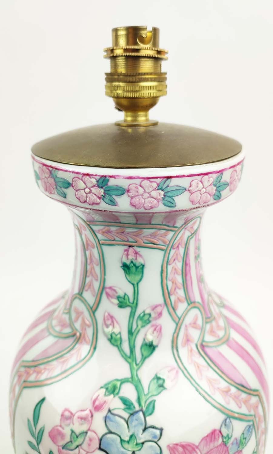 TABLE LAMPS, two pairs, Chinese ceramic with carved hardwood bases, largest 46cm H. (4) - Image 7 of 7