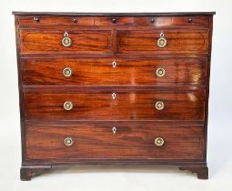 SCOTTISH HALL CHEST, early 19th century figured mahogany of adapted shallow proportions with real