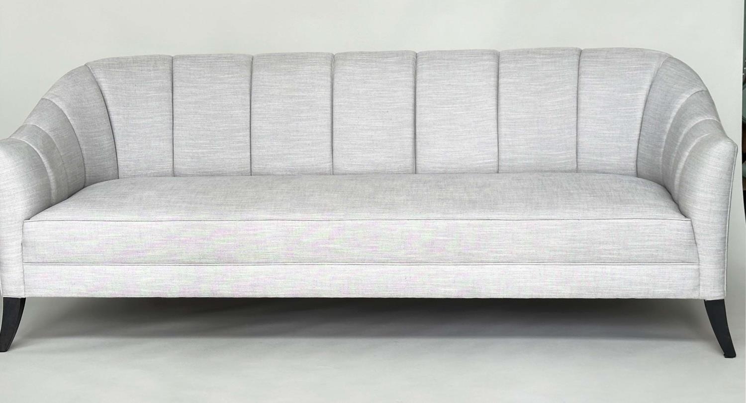 BRAY DESIGN SOFA, ribbed curved back and out swept supports, in Sahco Flint fabric upholstery, 210cm - Image 3 of 11