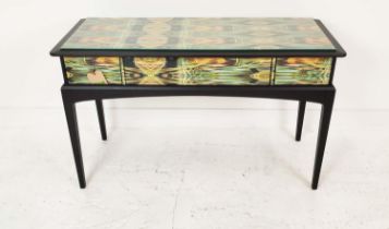 STAG CONSOLE TABLE, multicoloured decoration with three drawers, 120cm W x 71cm H x 47cm D.