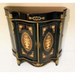 CREDENZA, Louis XV style, ebonised with gilt metal mounts, 106cm H x 98cm H x 38cm D