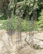 ARCHITECTURAL GARDEN OBELISKS, a set of nine, in metal, graduated sizes. (9)