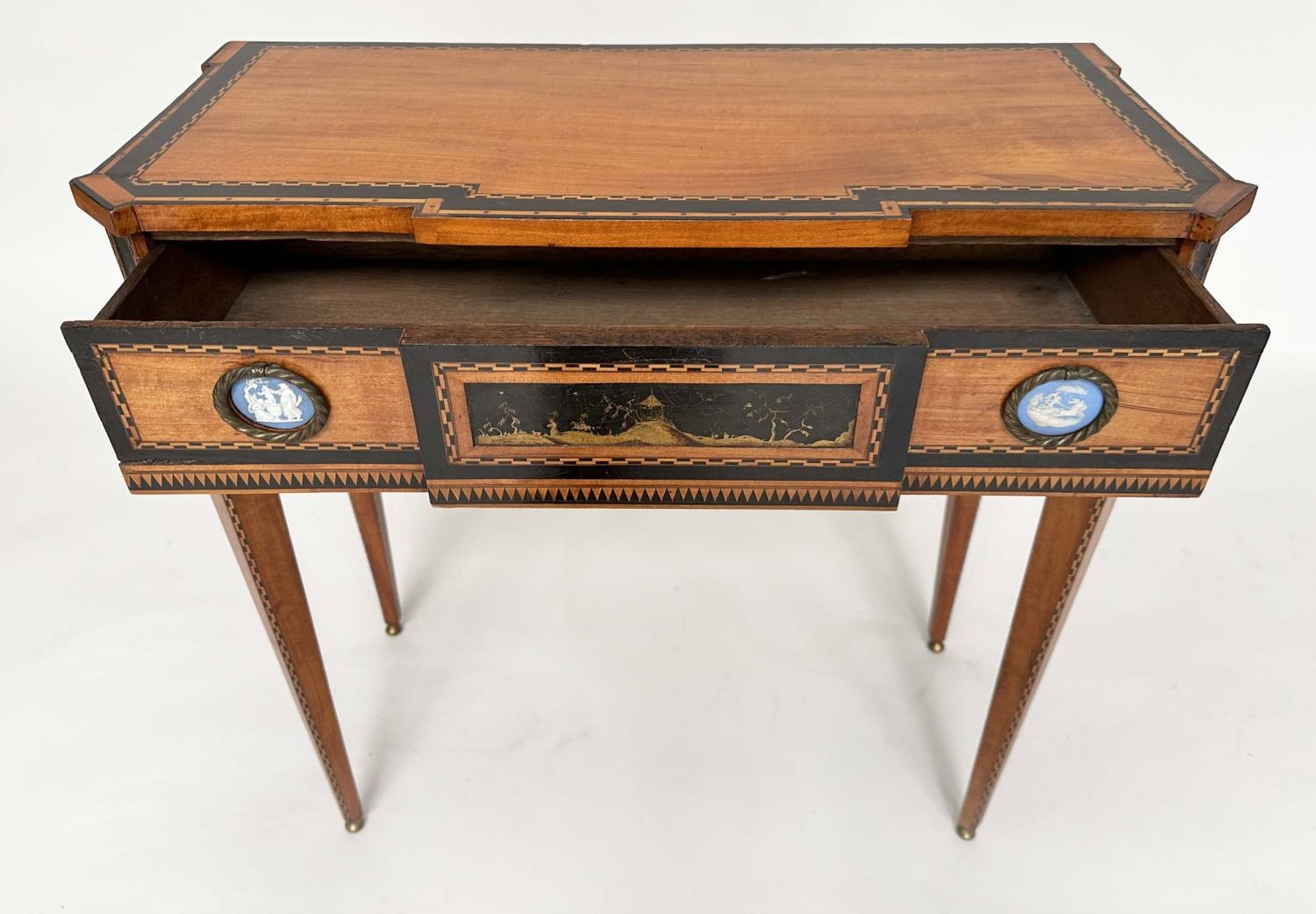 DUTCH HALL TABLE, early 19th century satinwood and ebony of breakfront form with full width frieze - Image 5 of 8