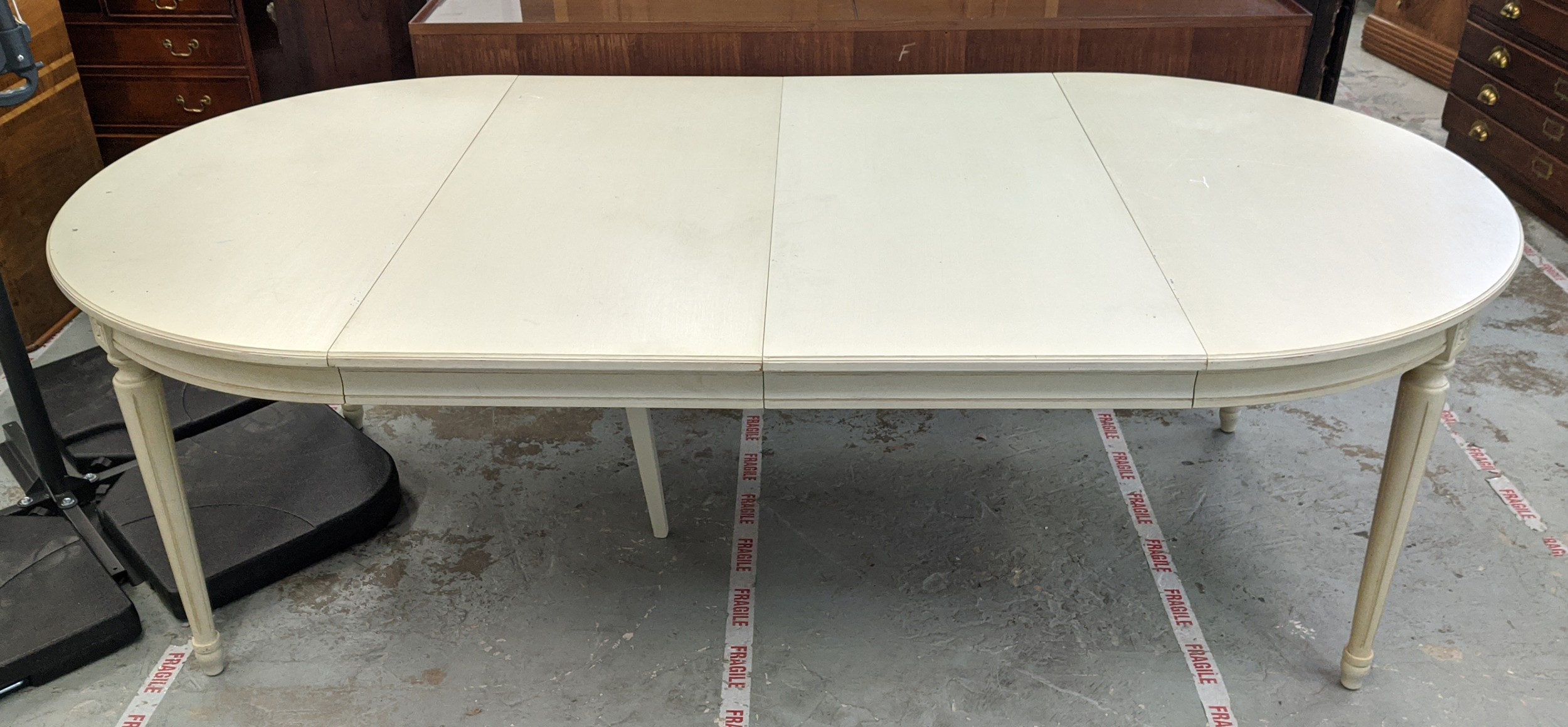 DINING TABLE, extendable in painted finish, with detachable fluted supports, 120cm D x 232cm L, - Image 2 of 9