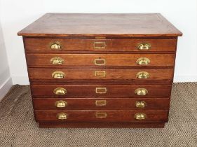 PLAN CHEST, early 20th century oak of six drawers in two parts, 86cm H x 120cm x 87cm.
