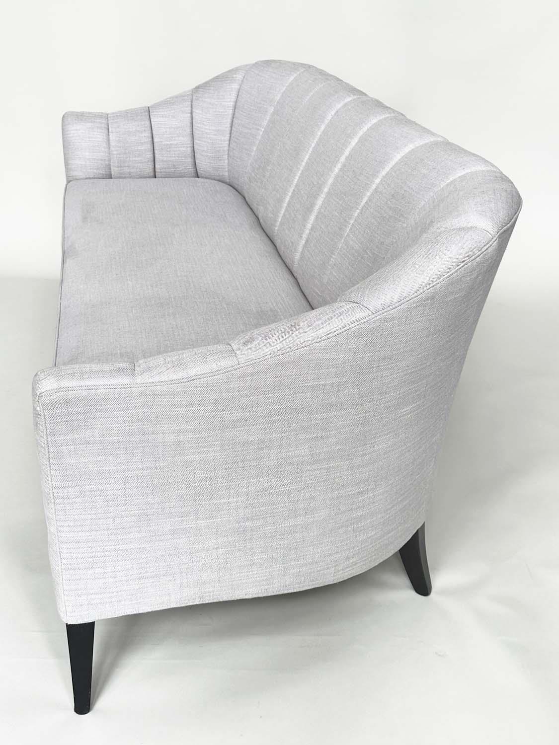 BRAY DESIGN SOFA, ribbed curved back and out swept supports, in Sahco Flint fabric upholstery, 210cm - Image 8 of 11