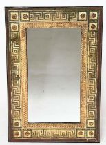 WALL MIRROR, rectangular Greek key laminated frame, 91cm H x 61cm W.