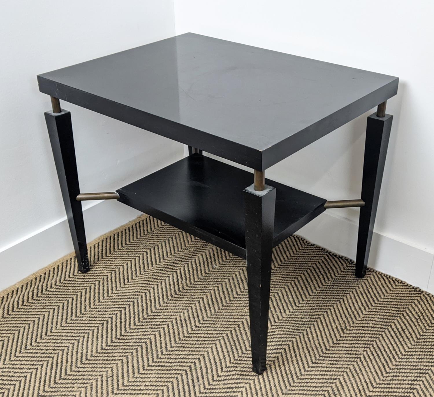 SIDE TABLE, reputedly by Paulo Moschino, 65cm W x 50cm D in an ebonised finish. - Image 2 of 6