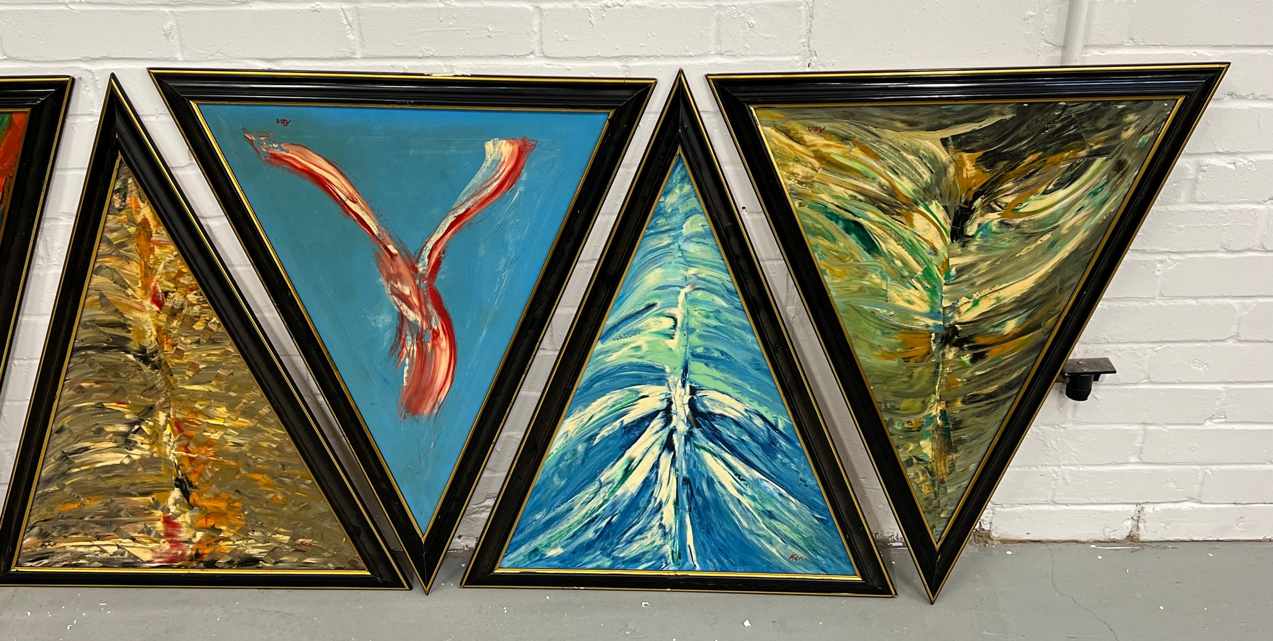 20TH CENTURY BRITISH SCHOOL, 'Abstracts', a set of 12, in ebonised frames, each 81cm x 68cm. (12) - Image 5 of 5