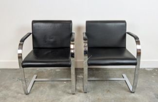 AFTER LUDWIG MIES VAN DER ROHE BRNO STYLE CHAIRS, a pair, 59cm W each (2)