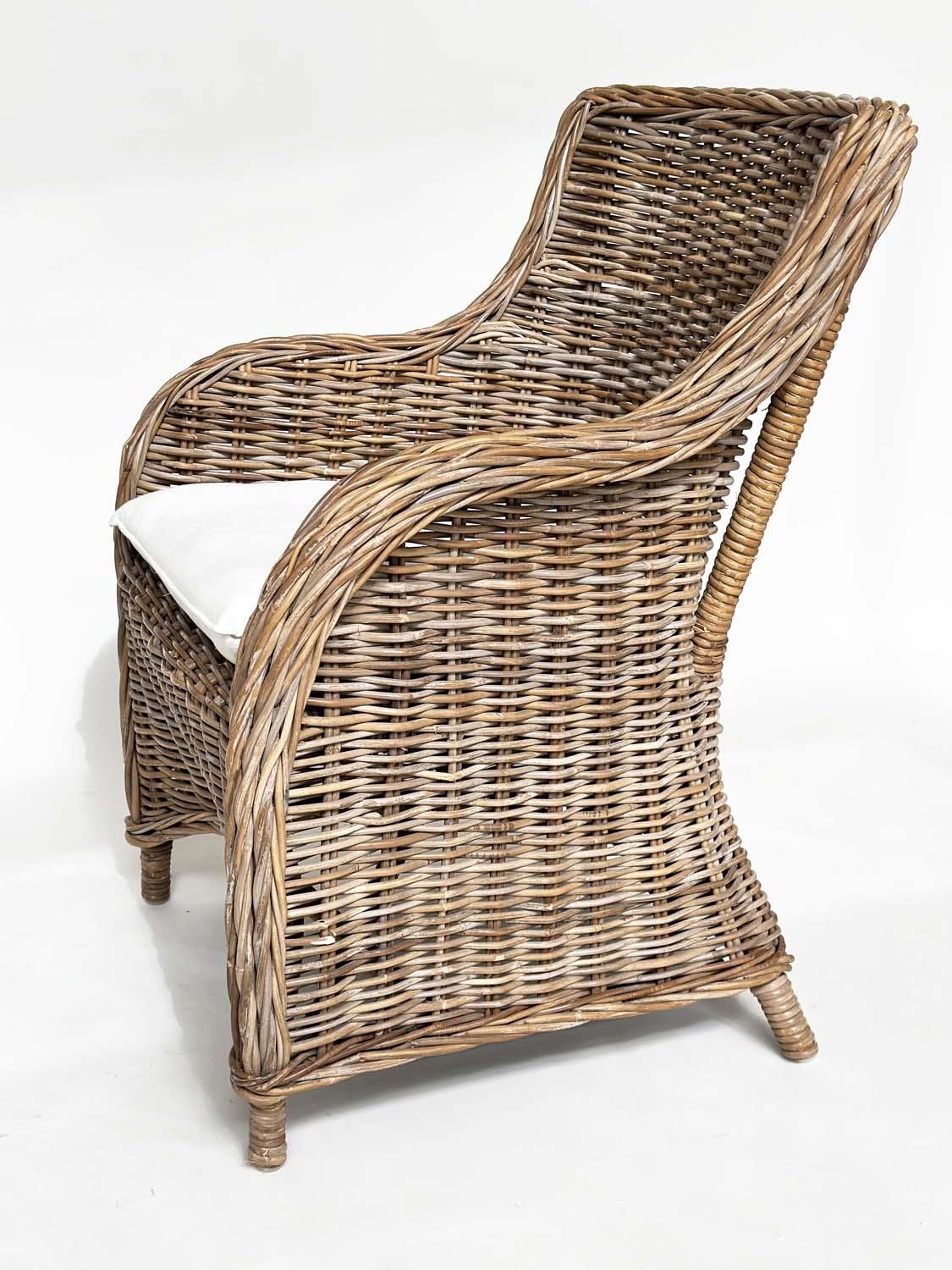 ORANGERY ARMCHAIRS, a pair, rattan framed and woven with cushion seats. (2) - Image 14 of 15