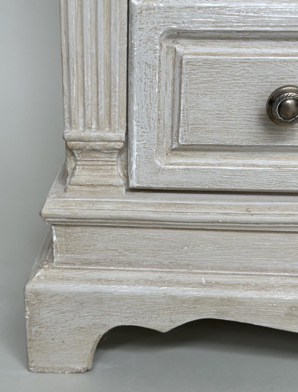 TALL CHEST, French style traditionally grey painted with pierced frieze and five drawers, 100cm H - Image 3 of 7