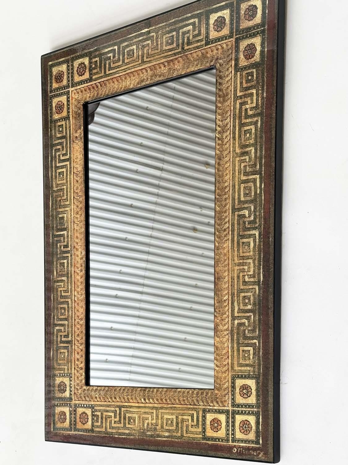 WALL MIRROR, rectangular Greek key laminated frame, 91cm H x 61cm W. - Image 6 of 7