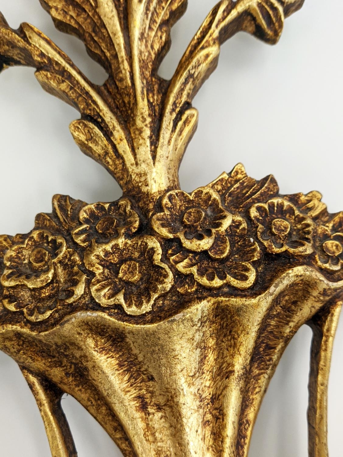 WALL SCONCES, a set of eight brancaia carved and pierced giltwood, 76cm H. (8) - Image 5 of 8