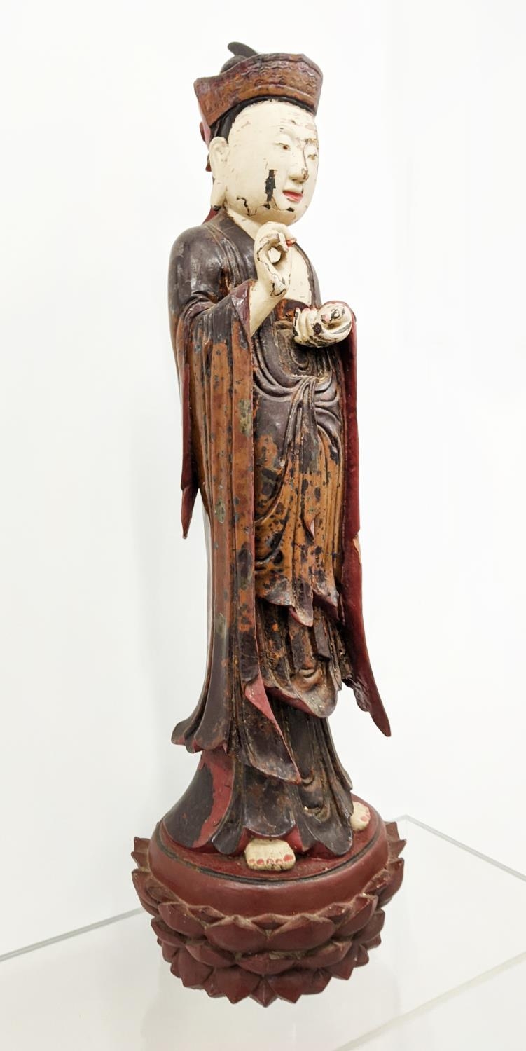 CHINESE CARVED LACQUER FIGURE, painted, 92cm H. - Image 3 of 7