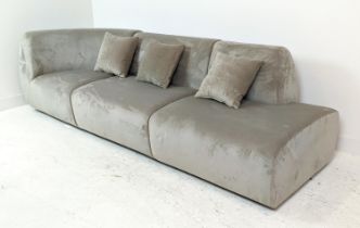 SPACE COMPENHAGEN INFINITY SECTION SOFA, velvet upholstered, 273cm W x 75cm H.