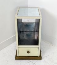 JULIAN CHICHESTER CABINET, 'Berlin' bedside in natural vellum style finish and aged brass, 40cm D