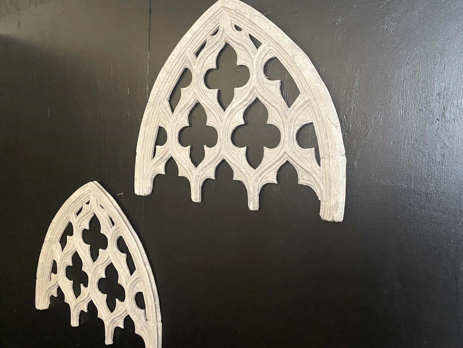 ARCHITECTURAL WALL PANELS, a pair, Gothic style, 80cm H x 68cm x 4cm. (2) - Image 2 of 3