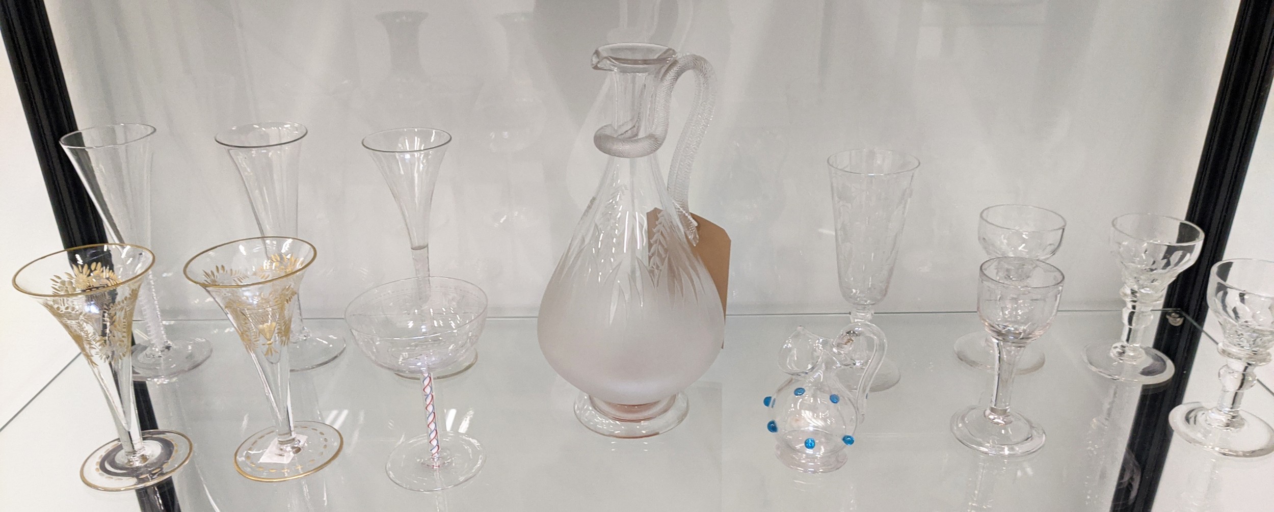 QUANTITY OF ANTIQUE GLASS, comprising a Victorian frosted lemonade jug with ice compartment to - Image 2 of 6
