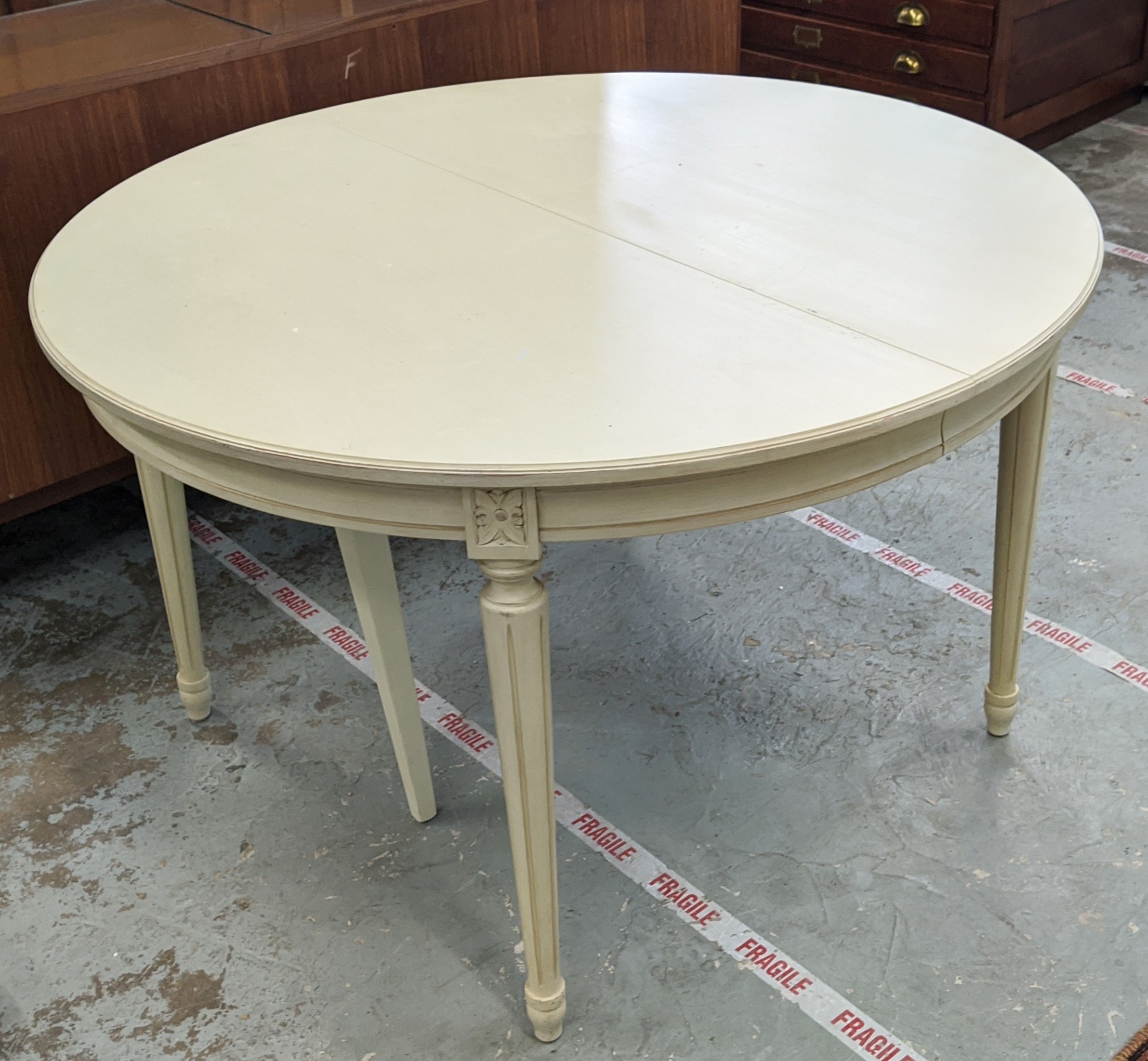 DINING TABLE, extendable in painted finish, with detachable fluted supports, 120cm D x 232cm L, - Image 8 of 9