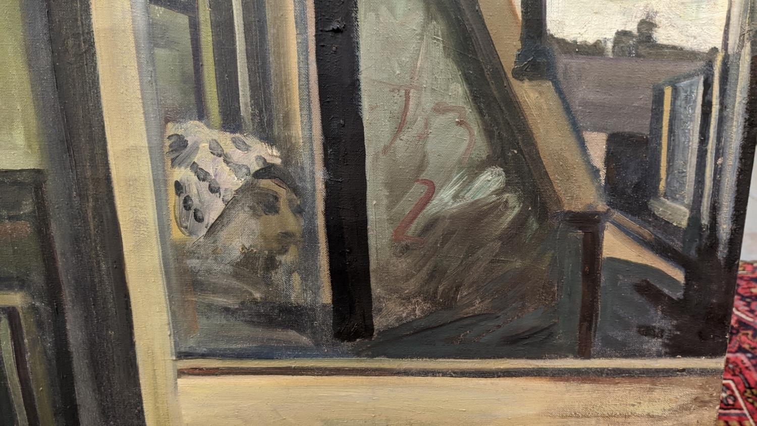 ROSIE LEVENTON, 'Clapham Junction waiting room', oil on canvas, 102cm x 152cm. - Image 2 of 5