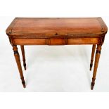 SIDE TABLE, Regency period satinwood and ebony inlaid, adapted, D shaped with turned supports,