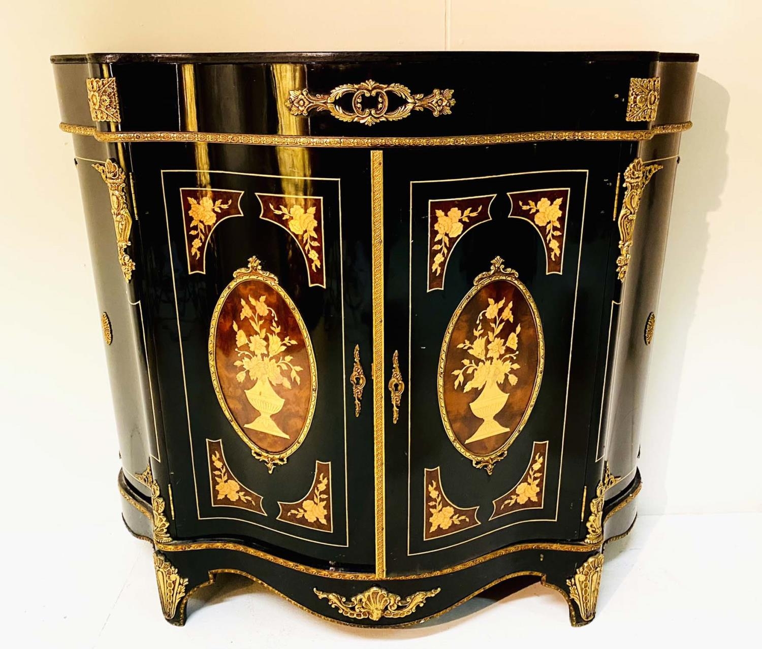 CREDENZA, Louis XV style, ebonised with gilt metal mounts, 106cm H x 98cm H x 38cm D - Image 4 of 4